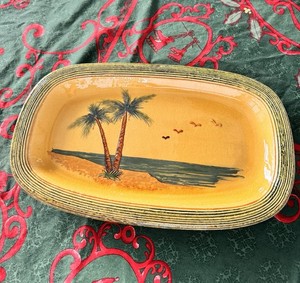 French Rectangular Serving Platter Palm Trees