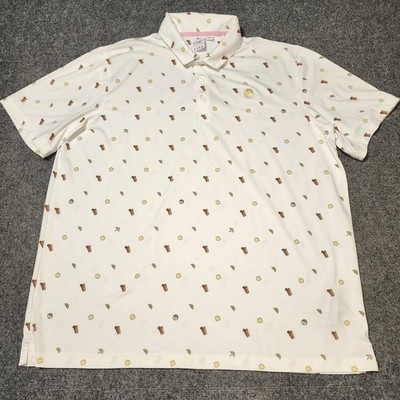 Puma Arnold Palmer Polo Mens Xl White Lemonade Graphic Casual Golf Preppy