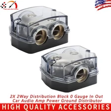 2X 2Way Distribution Block 0 Gauge In Out Car Audio Amp Power Ground Distributor