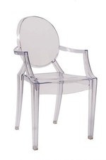 Clear Resin Oval Back Louis Ghost Chair with Arms by Chivari