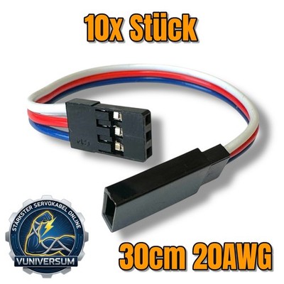   10x Premium Servo Kabel Verlängerungskabel 30cm 20AWG Servokabel JR Graupner  