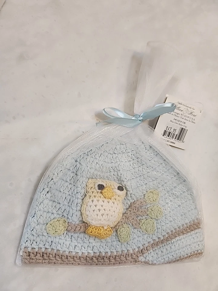 Lillian Rose Blue Knit Owl Baby Hat NEW  - Image 2 of 4