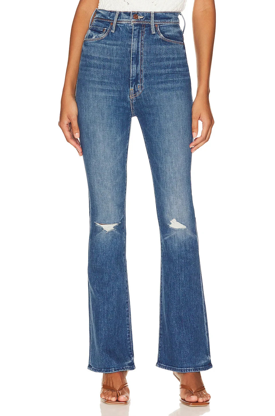 NWT Mother Tippy Top Cruiser Sneak in Globe Trotter High Rise Flare Jeans 30