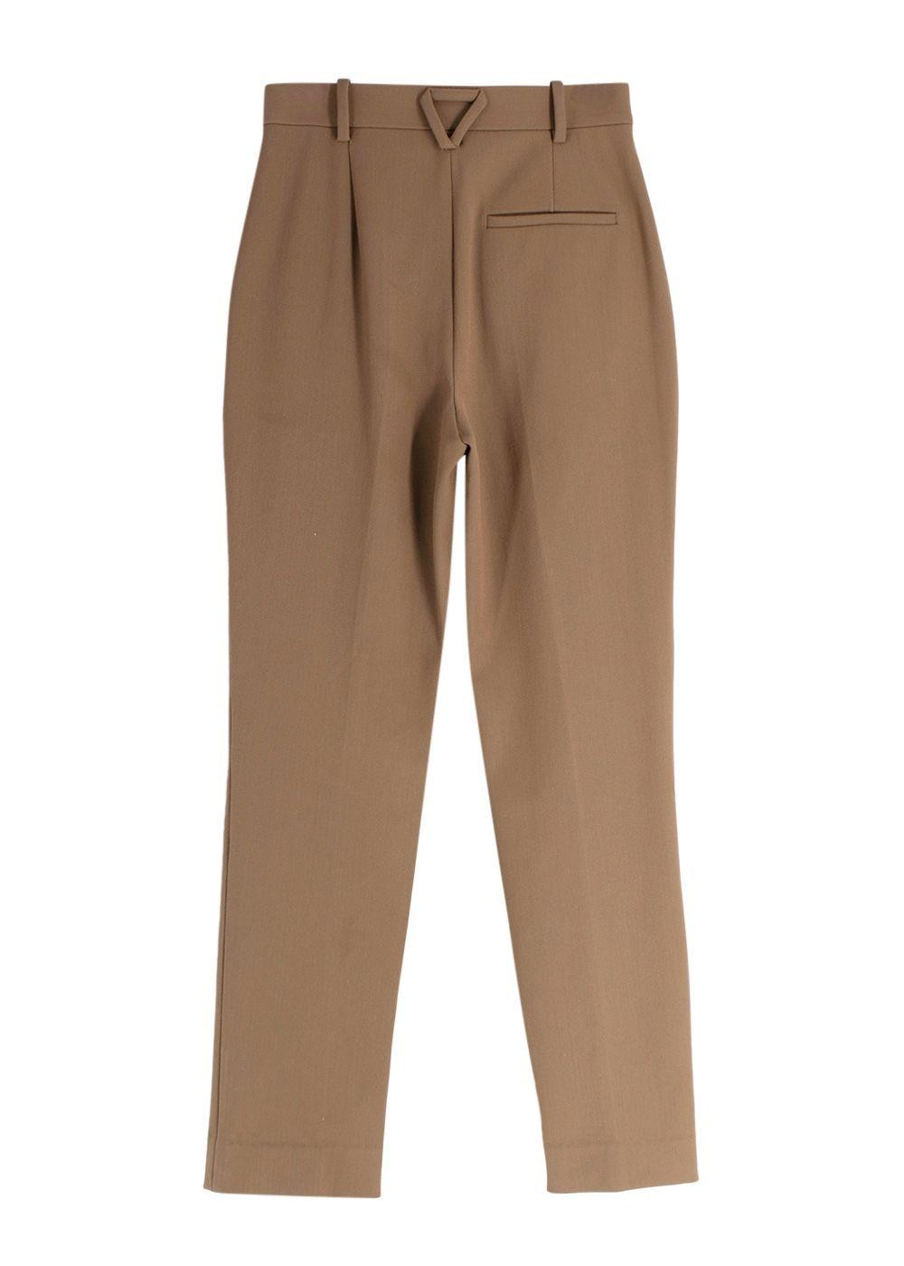 Bottega Veneta High Rise Camel Textured Trousers image 6