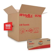 WypAll 05790 L40 Disposable Double Re-Creped 1 Ply Cleaning Drying Towels (9 ct)