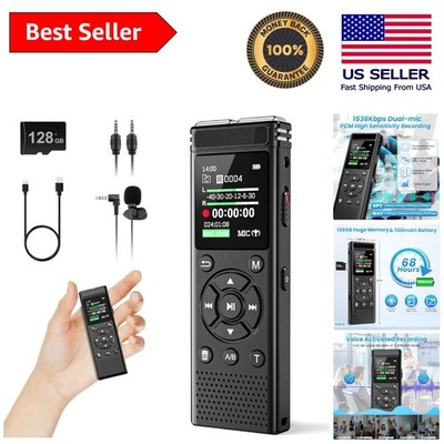 High-Capacity Digital Voice Recorder - 136GB with One-Click Operation & Security