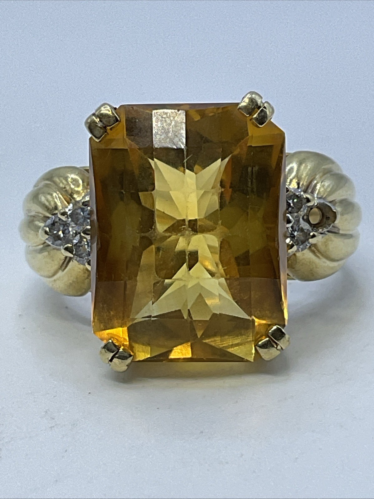 COCKTAIL Ring Solid 12K Yellow Gold Checkerboard … - image 13