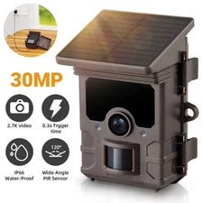 Campark Solar Trail Camera 30MP Wildlife Hunting Game Camera 2.7K Night Vision