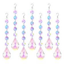 7 Pcs Hanging Crystal Suncatchers, Sun Catcher Beads Crystal Prism Colorful-7 