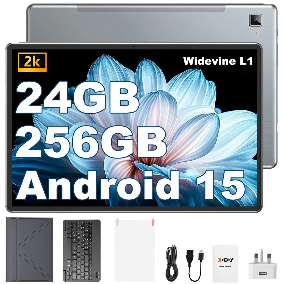 XGODY Android 15 Tablet 256GB ROM (1TB TF) 11 inch 5G WiFi 8000mah 13MP Dual Camera 2K