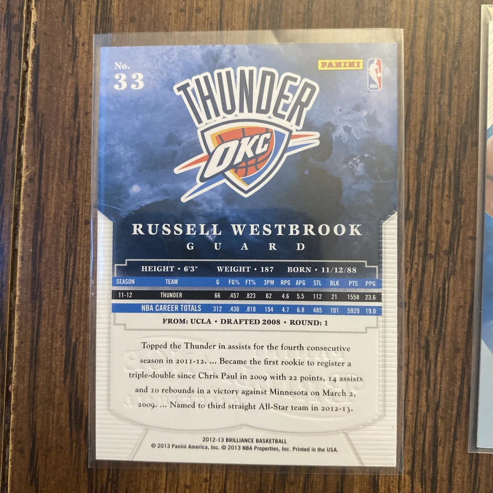 2013 Panini Brilliance Russell Westbrook #33 & #2  - Image 3 of 4