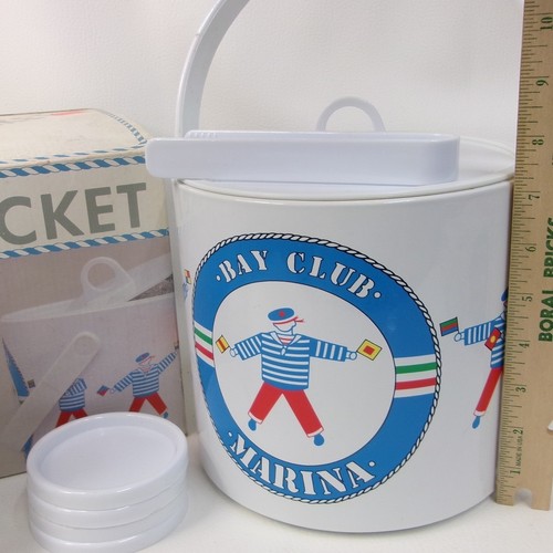 Vintage Bay Club Marina 10 Piece Ice Bucket Set Nautical Sailor Barware NOS - 第 2/2 張圖片