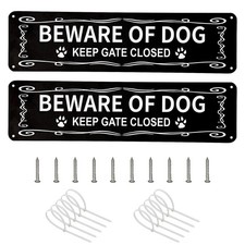 2 PCS Beware of Dog Sign Metal Aluminum Signs 12x3 inch Reflective Warning Signs