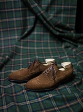 Handmade Men Brown Suede Brogue Dress Shoes, Formal Brown Laceup Shoes