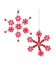 Peppermint Candy Snowflake Ornaments, 2 Assorted
