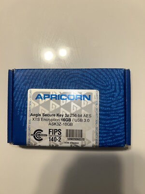 Apricorn Aegis Secure Key 3Z 16GB 256-bit AES XTS Encryption ,Black Unopened