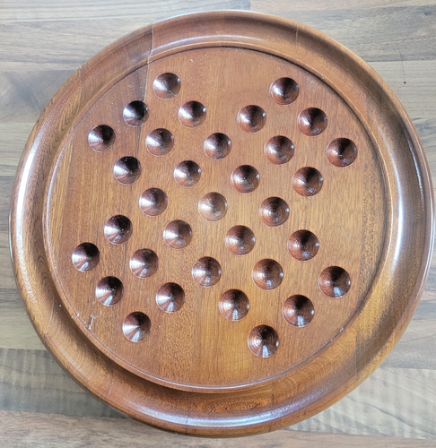 Turned Wood with Pillar Legs 29cms Dia. Solitare Board with Marbles - Picture 3 of 13