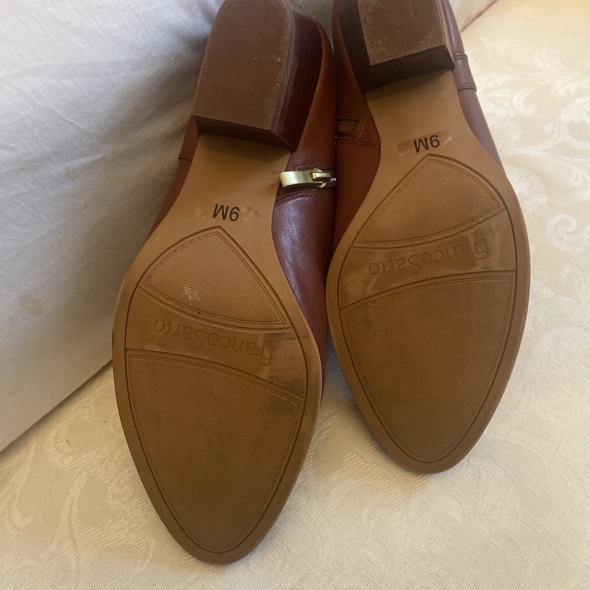 Franco Sarto Geneva Leather Ankle Boots, Booties 9M BROWN