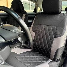 For HYUNDAI NEXO Car Seat Covers Waterproof Canvas Gray Black Diamond Pattern