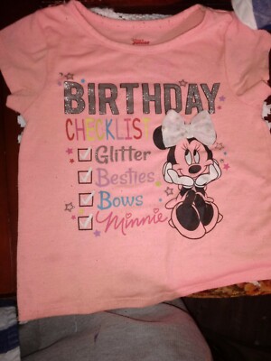Disney Toddler T-Shirt Minnie Mouse Birthday Girl Checklist Short