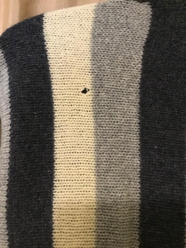 Sarby 100% Shetland Wool zip gray striped 2 ply GRUNGE XL Sweater vintage 60's - Picture 5 of 12