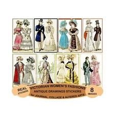 Antique Advertising Fashions & Clothing Sticker Sheet, Reproduction Journal Tags