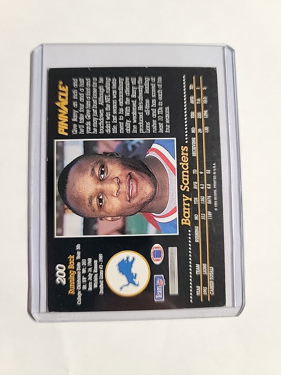 Barry Sanders - 1993 Score Pinnacle Football - #200 - Detroit