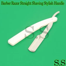 BARBER STRAIGHT CUT THROAT SHAVING RAZOR SHAVETTE WHITE HANDLE