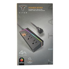 Titan 3-Outlet Gaming Surge Protector, 4ft Extension Cord, LED Light Strip