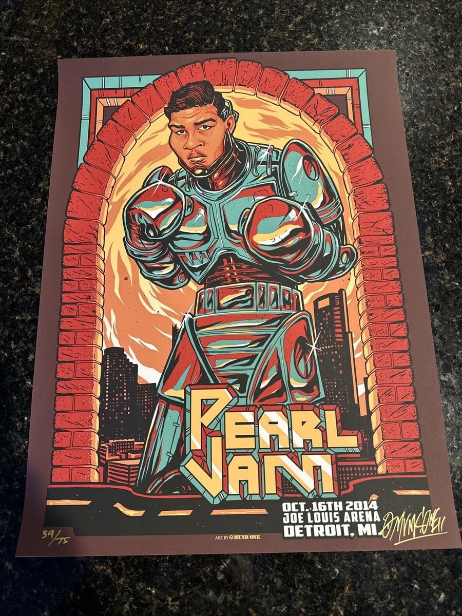 Joe Louis Arena Signed Pearl Jam Poster Detroit 2014 Munk One AP