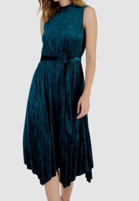 slim fit dress slacks Just A Wish Emerald Green Velvet Dress, Small - The Mint Julep Boutique main image 1