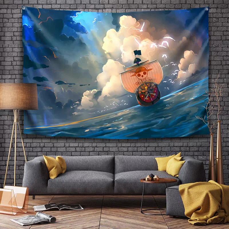 海贼王动漫同人圈家居装饰壁挂毯柔软法兰绒带悬挂套件 — 第 4/4 张图片