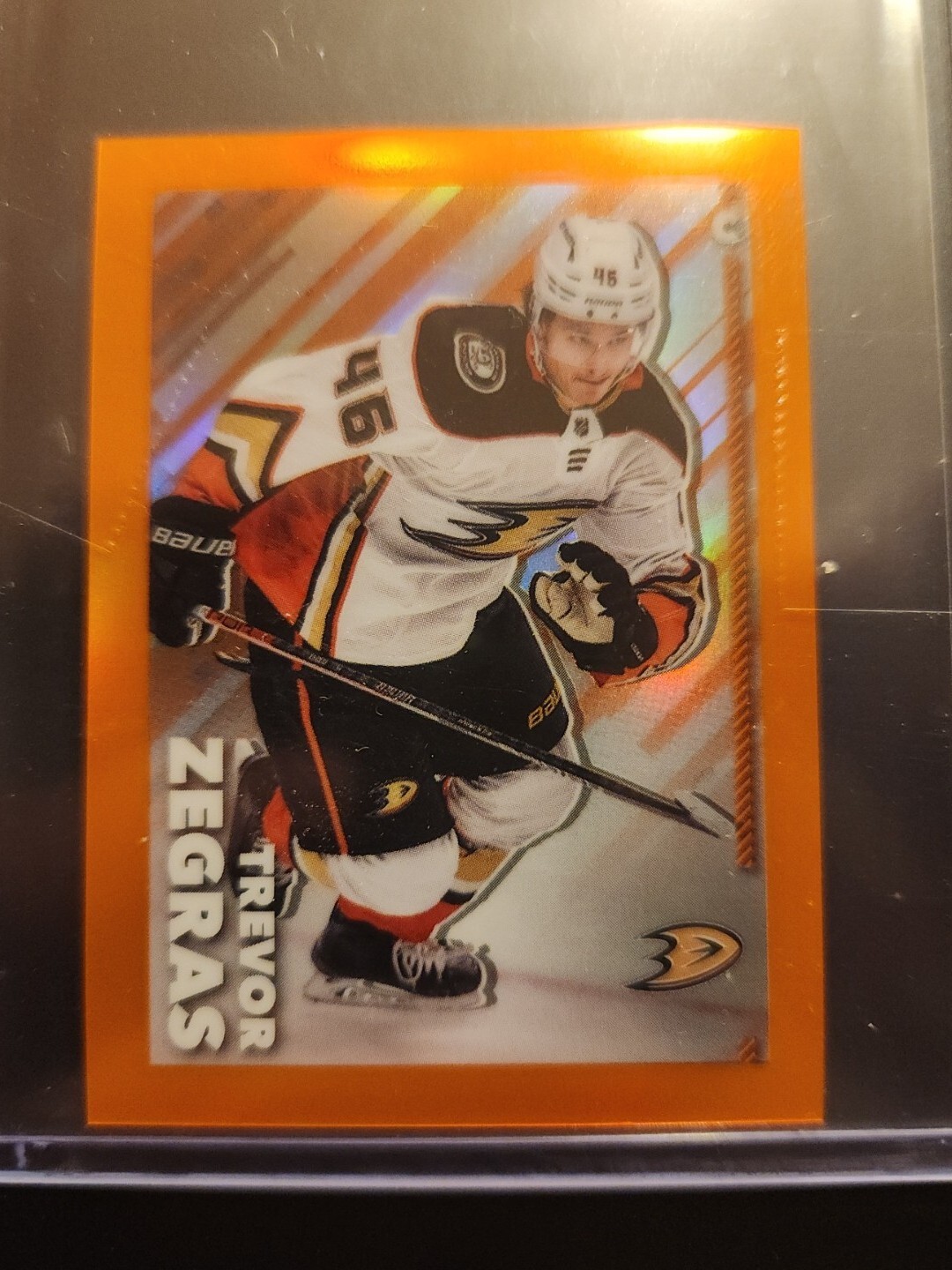 2022-23 Topps Chrome NHL Sticker Refractor ORANGE /25 Trevor Zegras #8 Ducks