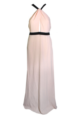 Jill Stuart Pink Black Keyhole Halter Gown 8