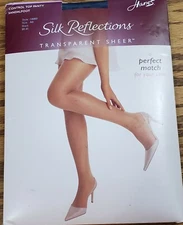 Hanes Silk Reflections Control Top Panty Sandal foot Style 0A663 Black Hose AB