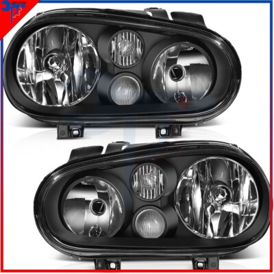 Headlights Assembly For VOLKSWAGEN VW GOLF CABRIO 1999-2006 Black Housing