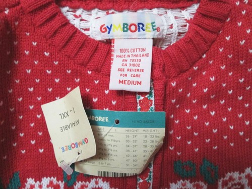 NEW Gymboree Vintage M 2-3 Hi Ho Sailor 1996 Red Knit Rose Sweater Valentine's - Picture 4 of 5