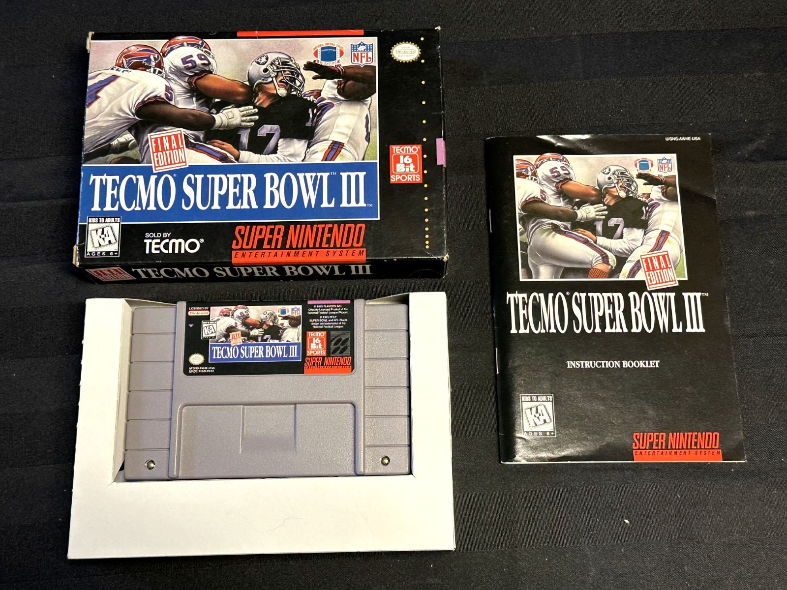 Tecmo Super Bowl III 3 Final Edition SNES CIB W/Manual Super Nintendo