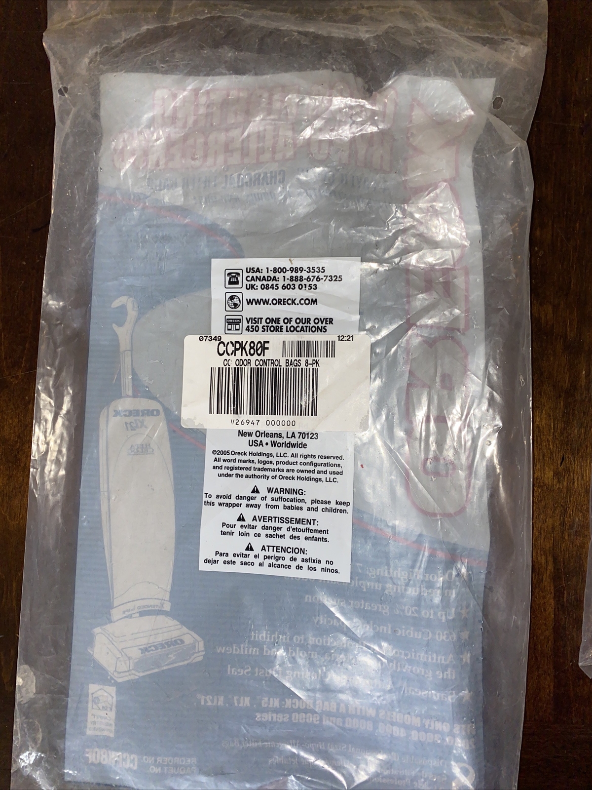 3 Pack Oreck Vacuum Bags CCPK80F Type CC 4 Layer Celoc Charcoal Filter