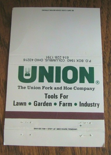 FARM IMPLEMENT: UNION FARM & INDUSTRY TOOLS (COLUMBUS, OHIO) MATCHBOOK COVER -F8