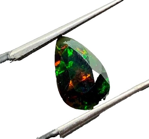 Black Opal Cabochon Pear 3.00 Cts , Stunning Play of Color