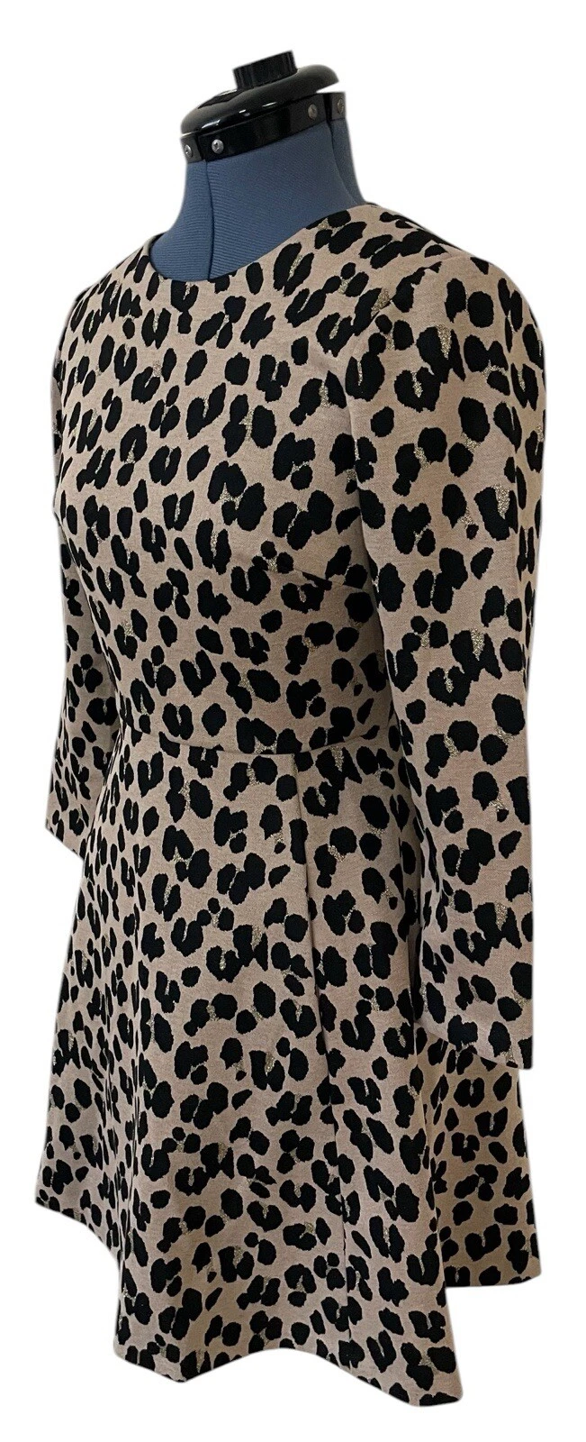 Abito Kate Spade Forest felino jacquard leopardato maglia aderente svasato elasticizzato tasche 2