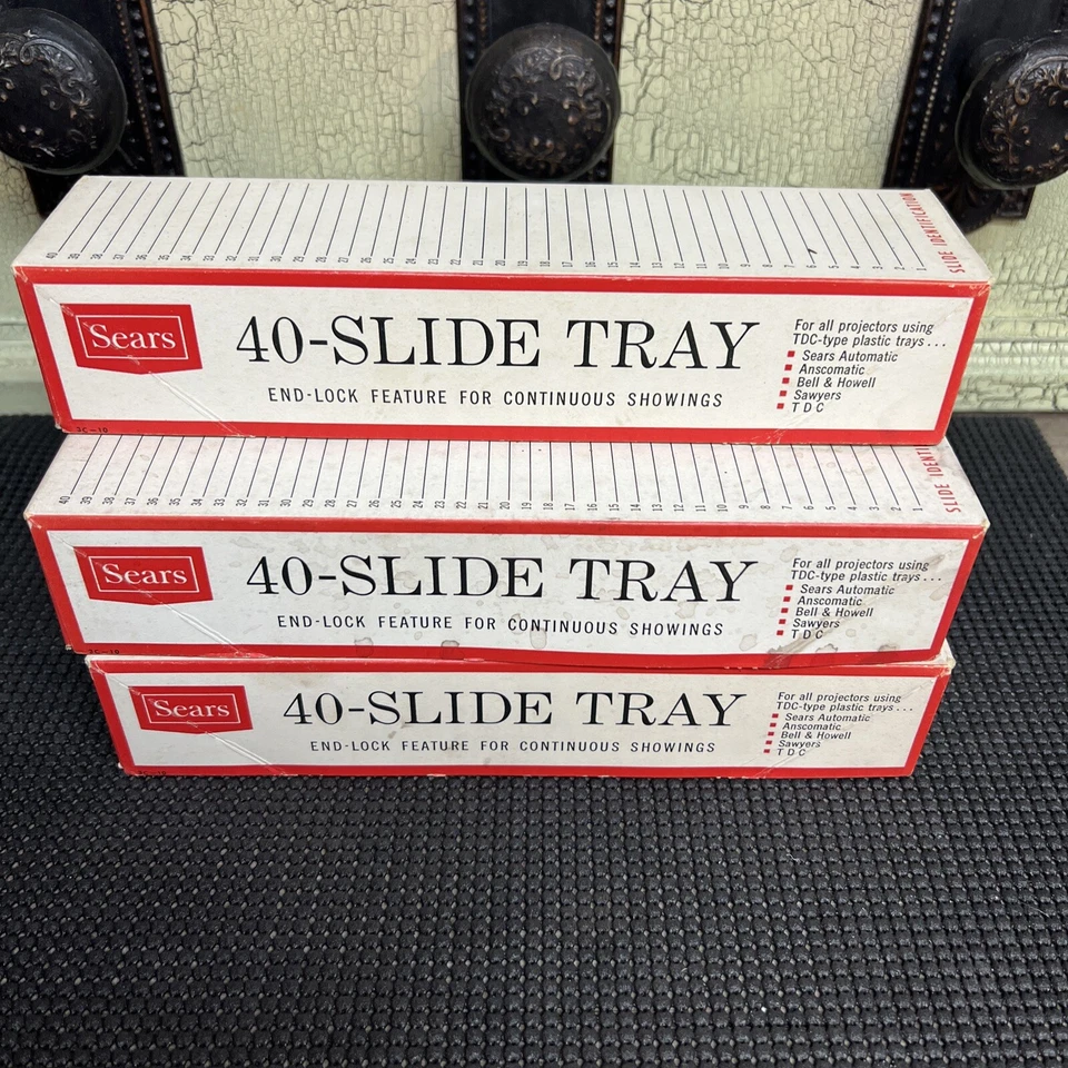 5 Vintage Sears Universal Linear End Lock Tower TDC-Type 40-Slide Trays - Image 2 of 4