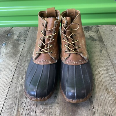 Vintage LL Bean 8” Bean Boots Tan Brown Leather Men display picture 2