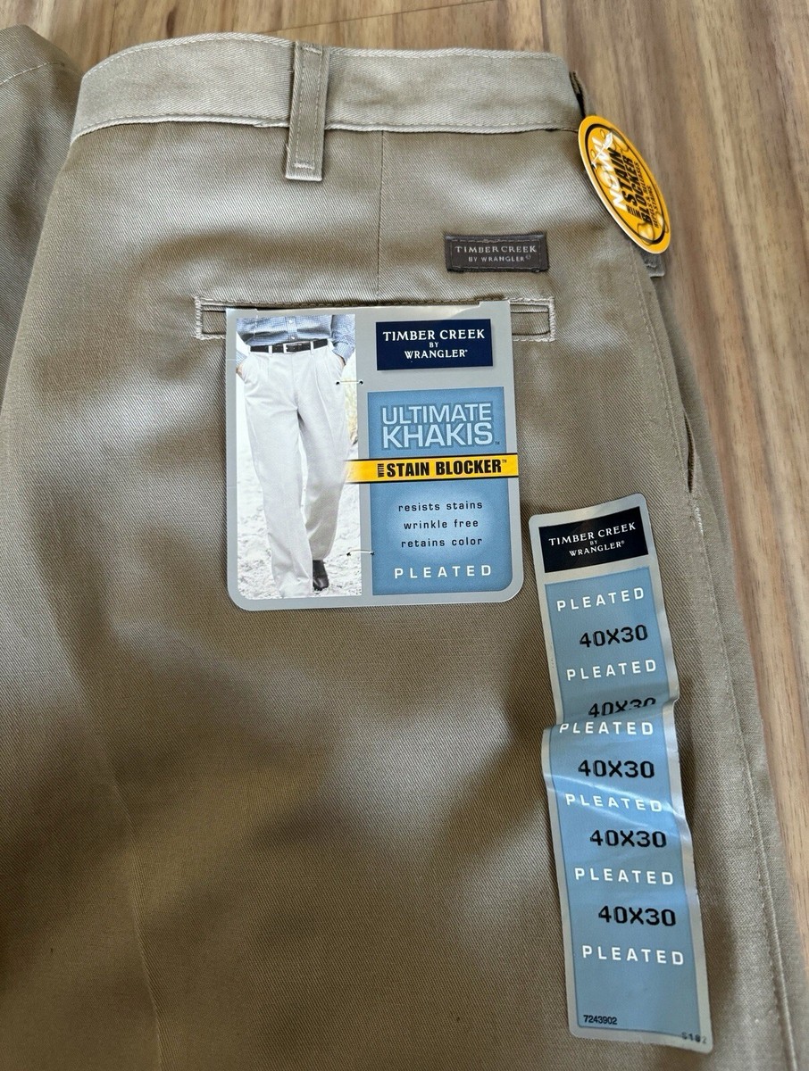 Khaki Mens Wrangler Timber Creek Pants NWT 40 By 30 Pleated Khaki