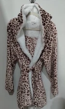 New Colsie Cheetah Print Bathrobe, High Quality Super Soft, Size XL, Short Robe