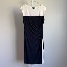 Lauren Ralph Lauren Women's Color Block Sheath Dress Ruched Size 4