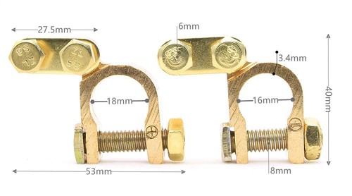 Battery Terminals Duty Brass Bolts (negative) 11mm (positive)13mm 2PCS - Picture 10 of 12