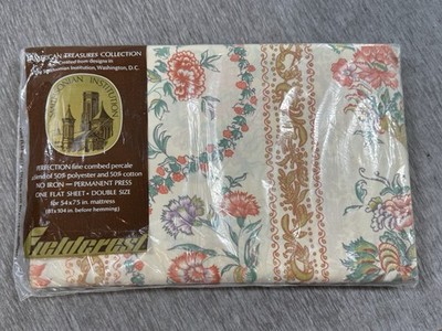 Fieldcrest Double Flat Sheet Federal Bouquet American Treasures Smithsonian