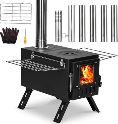 Estufa de Leña para Tienda Camping Hot Tent con Chimenea Portátil